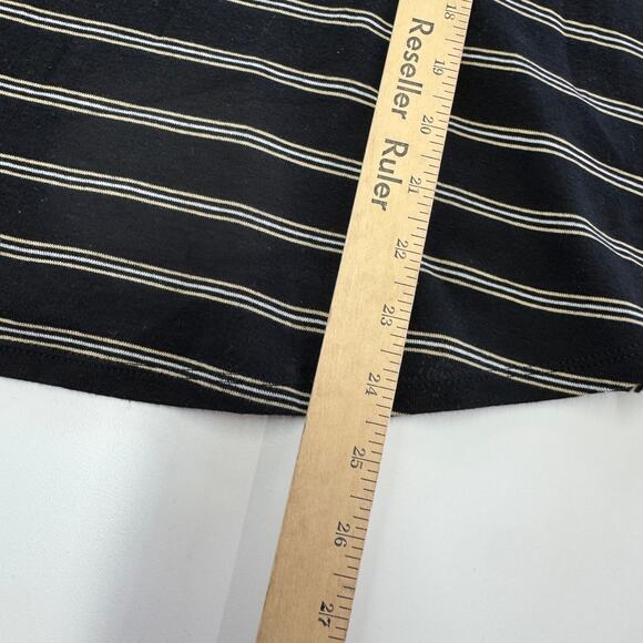 J.Jill‎ Top Womens Medium Petite Black Striped Tie Sleeve Tee Pima Cotton - Picture 5 of 8